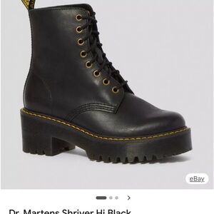 Dr. Martens Black Combat Boots with Yellow Stitching